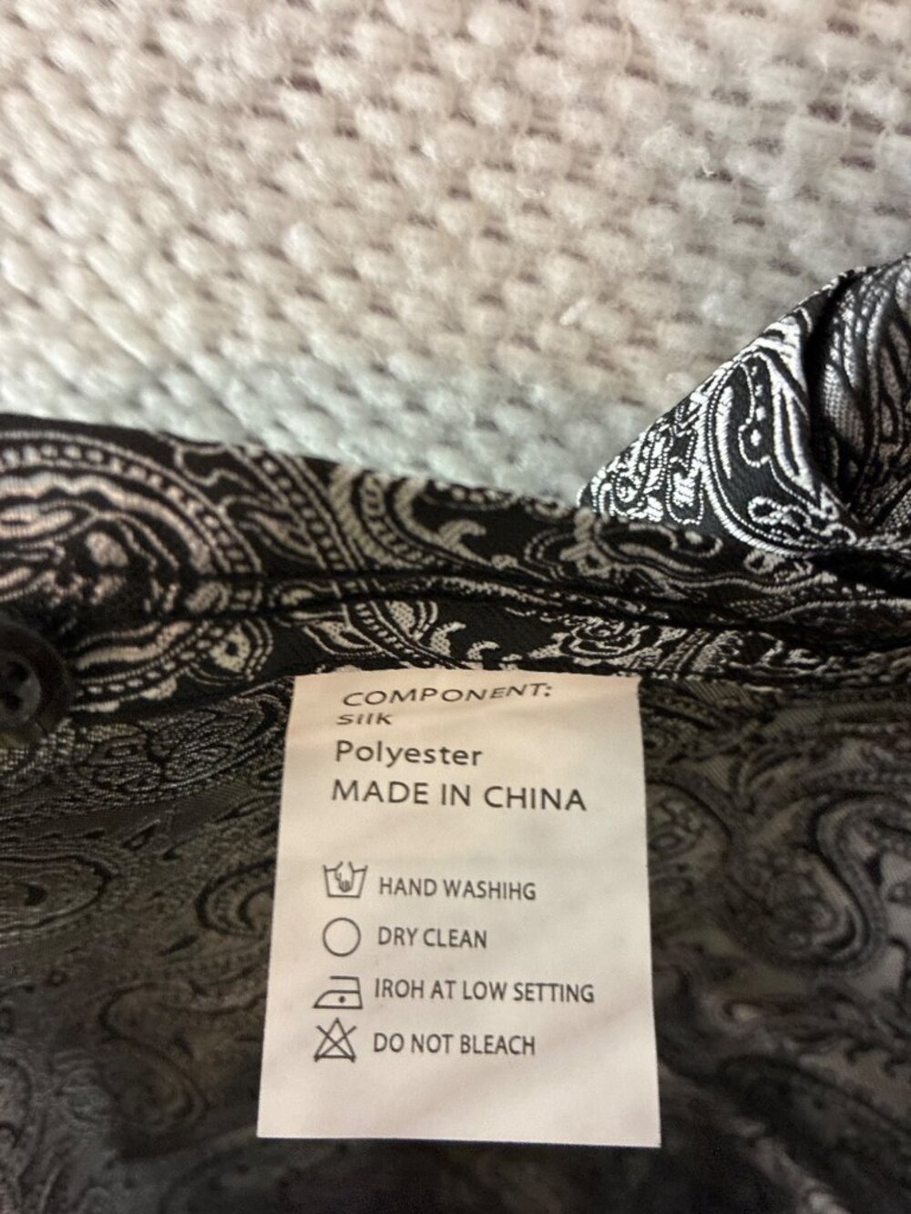 Your Ties Paisley Shirt Black Silver Satin Look Button Front Mens Large Prom - Picture 4 of 10